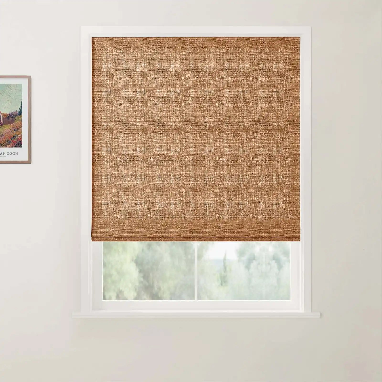 Liz Linen Back Slat Roman Shades Cordless