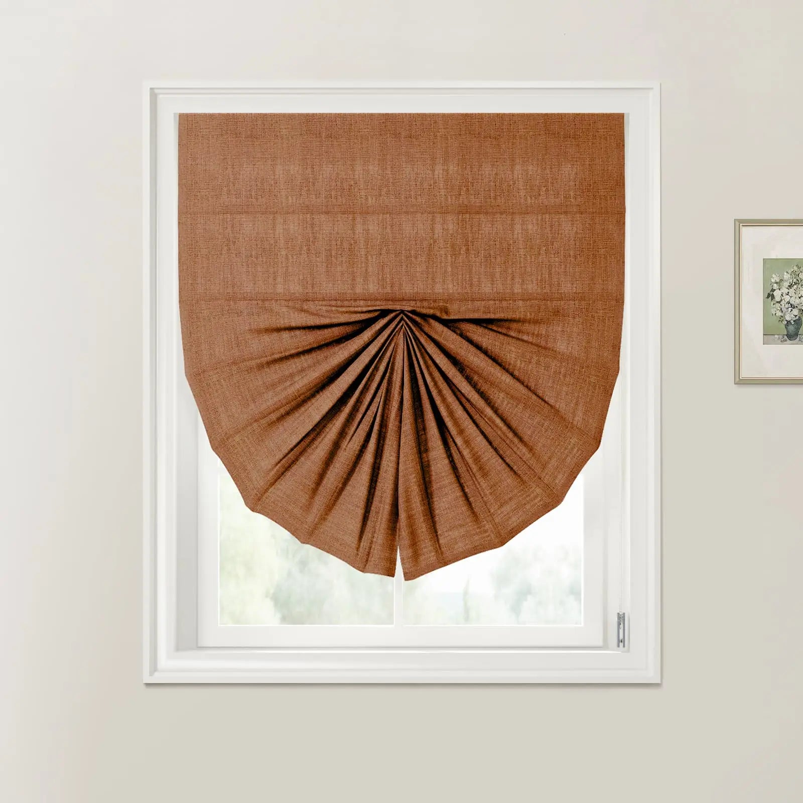 Liz Linen Fan Roman Shades Cord Lift