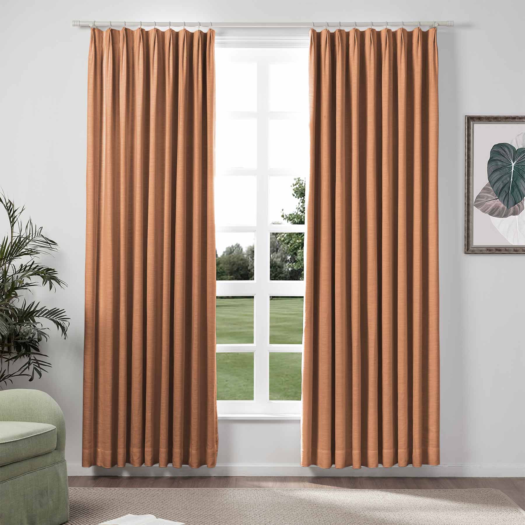 Liz Linen Extra Long Curtains Pleated