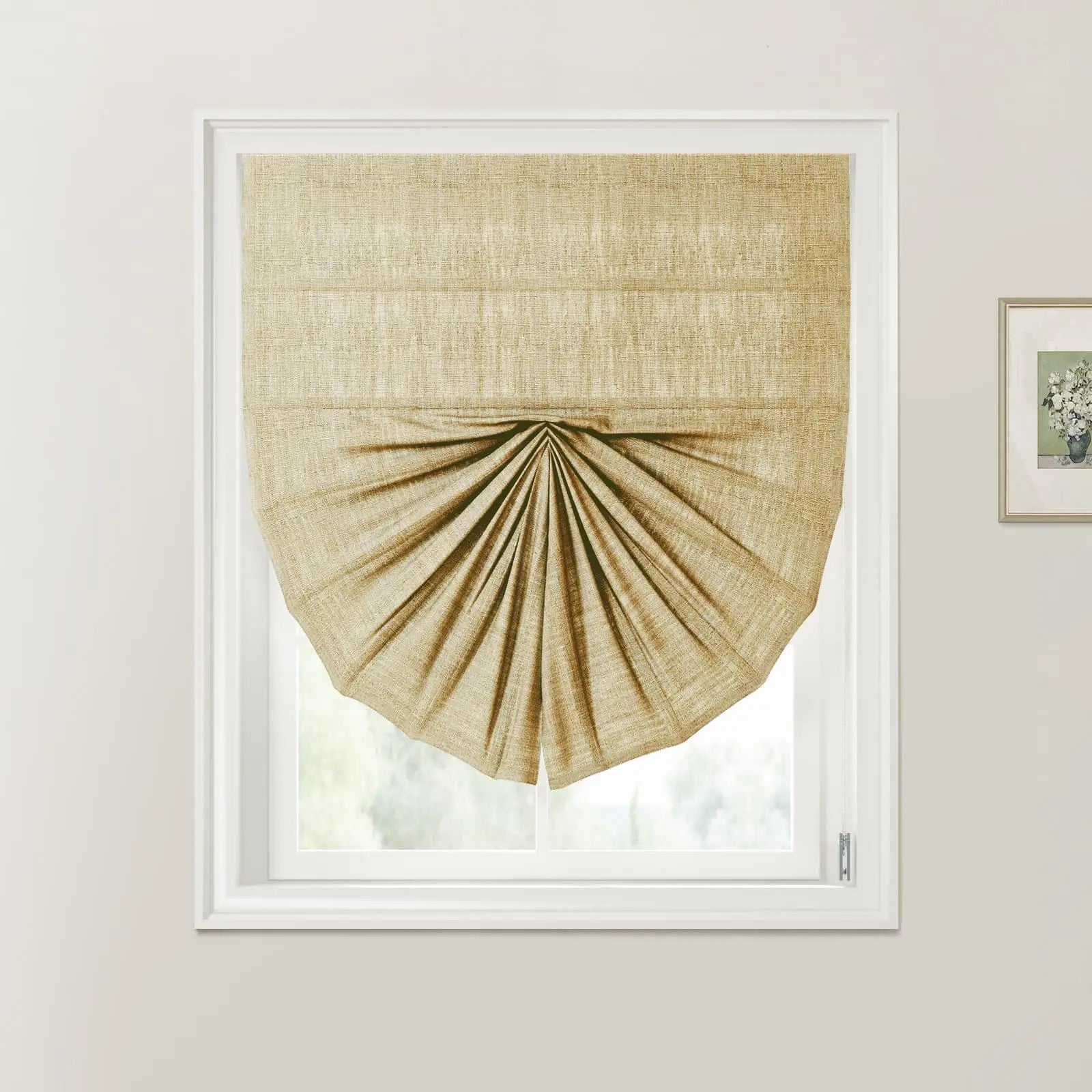 Liz Linen Fan Roman Shades Cord Lift