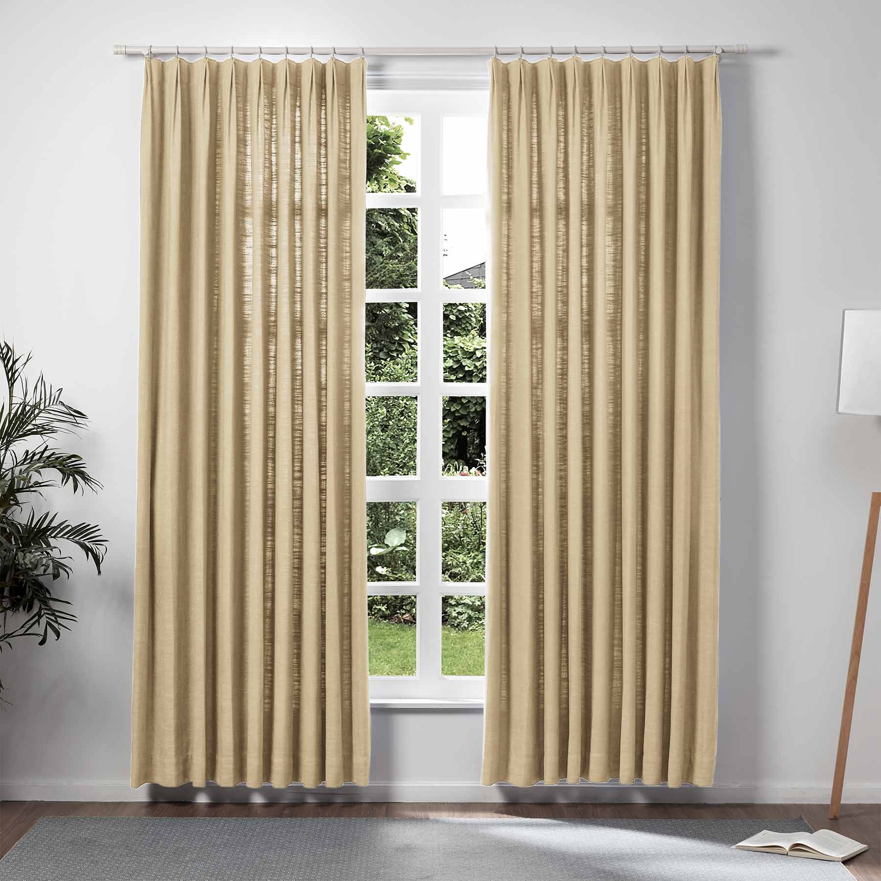 Liz Linen Extra Wide Curtains Pleated