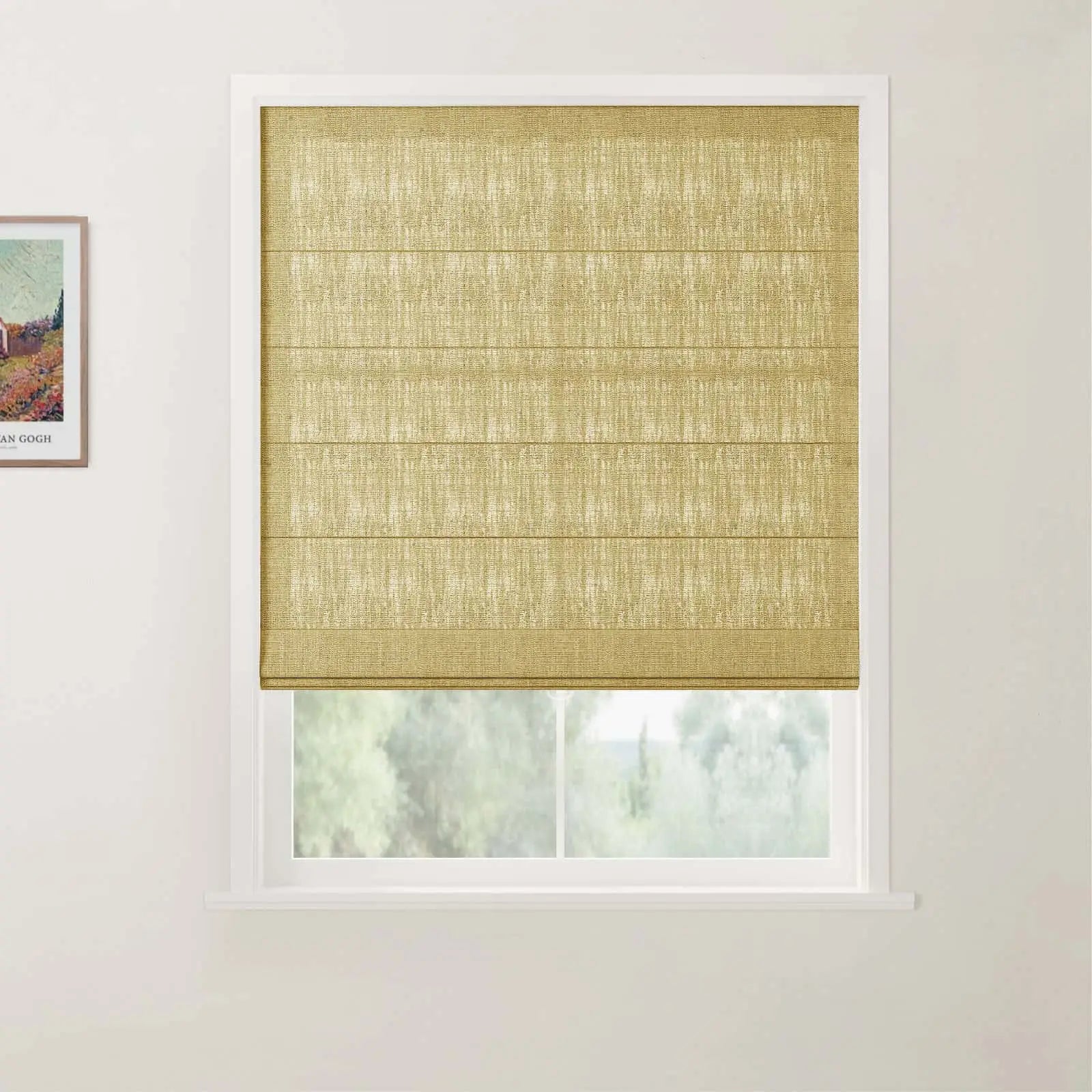 Liz Linen Back Slat Roman Shades Cordless