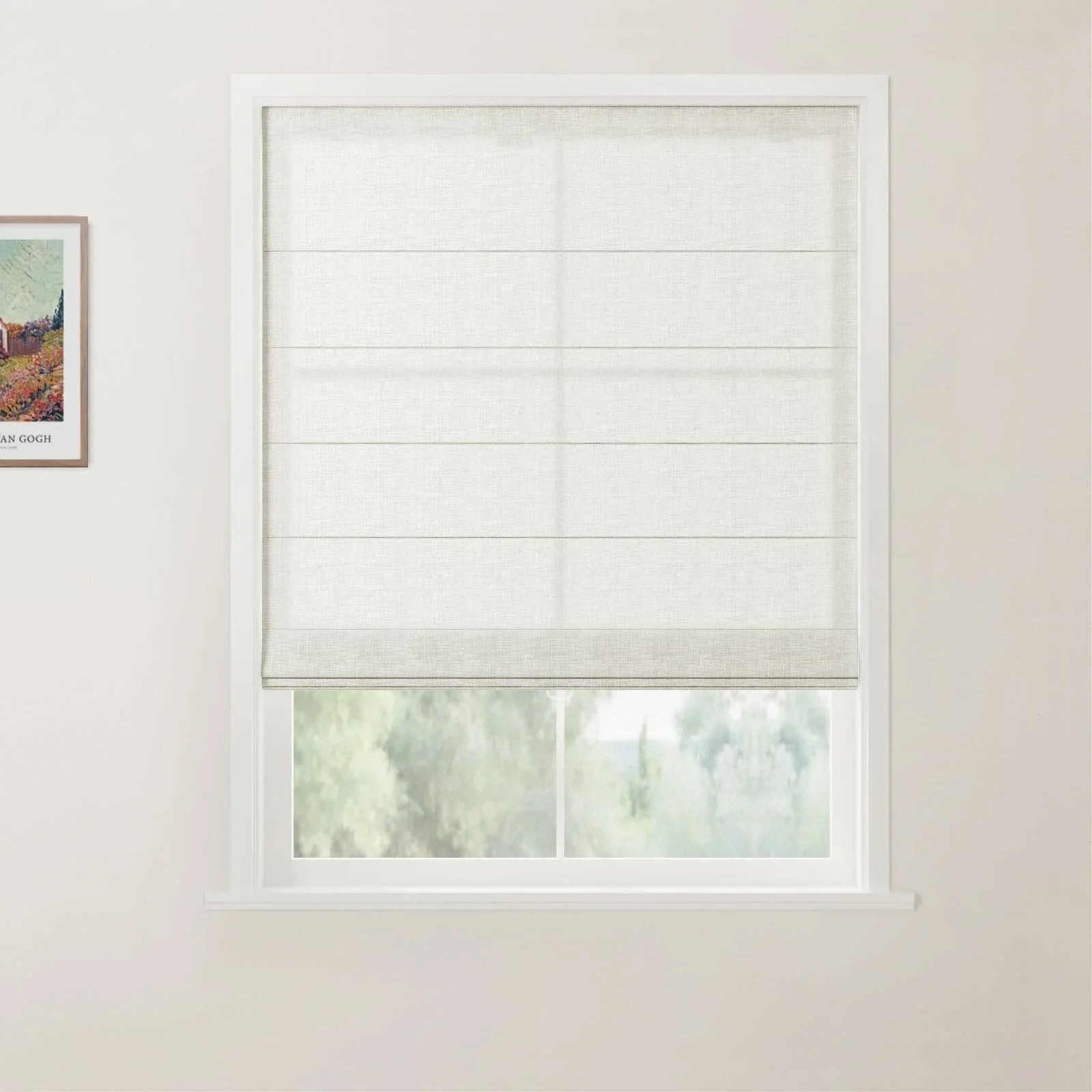 Liz Linen Back Slat Roman Shades Cordless