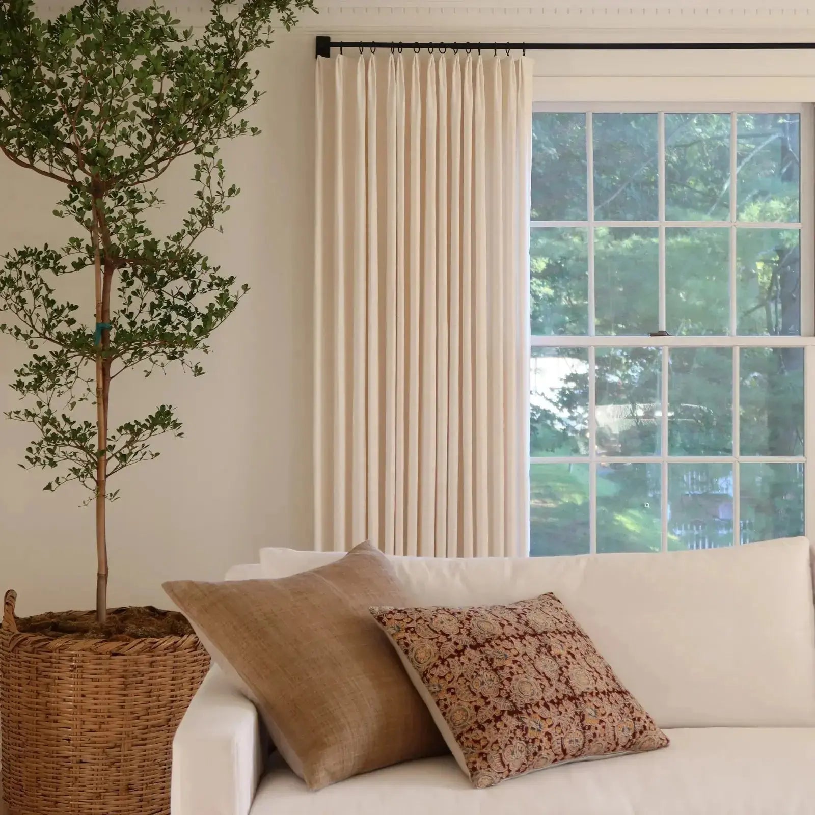 Liz Linen Extra Wide Curtains Pleated