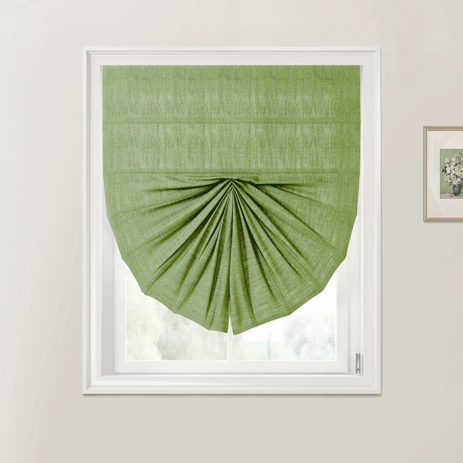 Liz Linen Fan Roman Shades Cord Lift