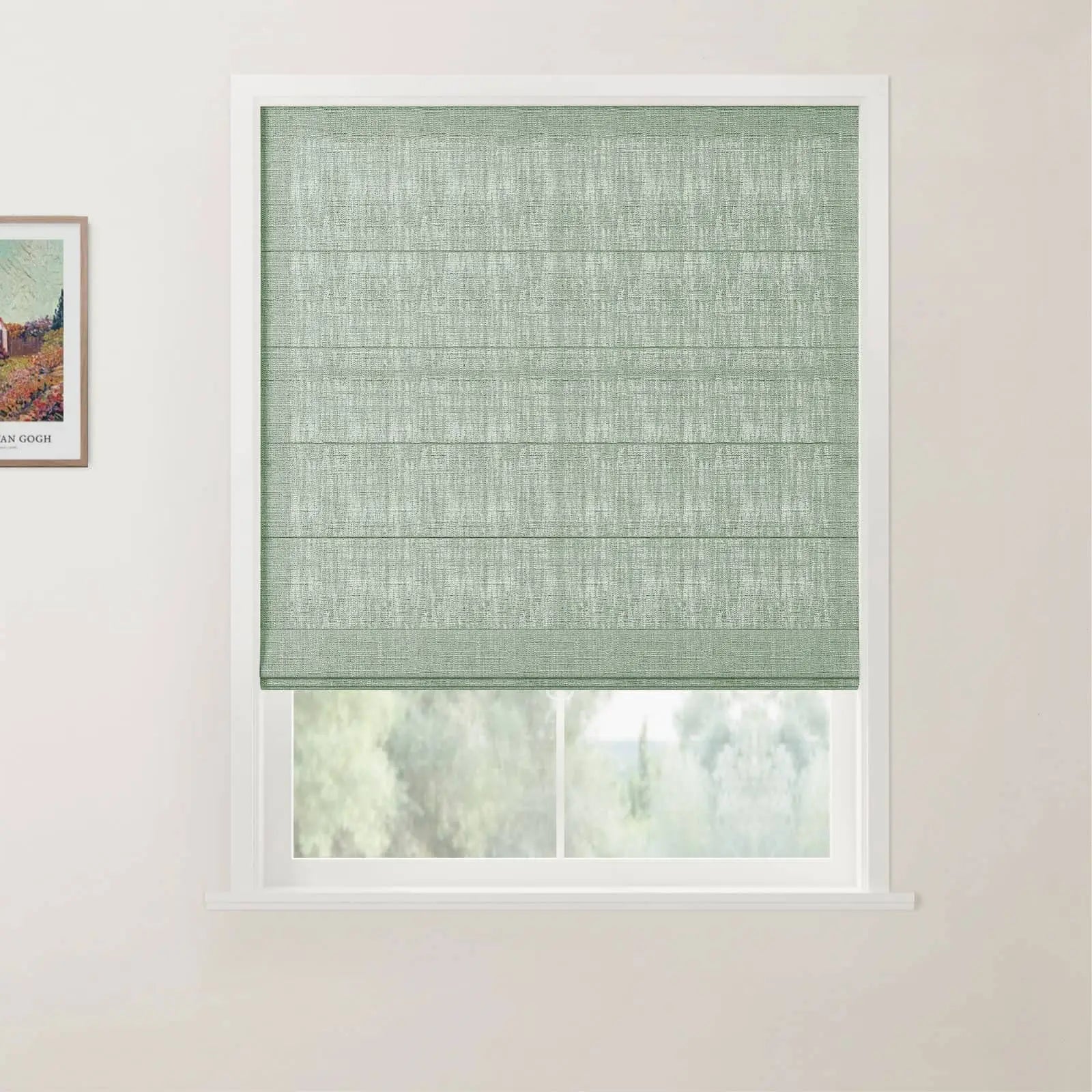 Liz Linen Back Slat Roman Shades Cordless