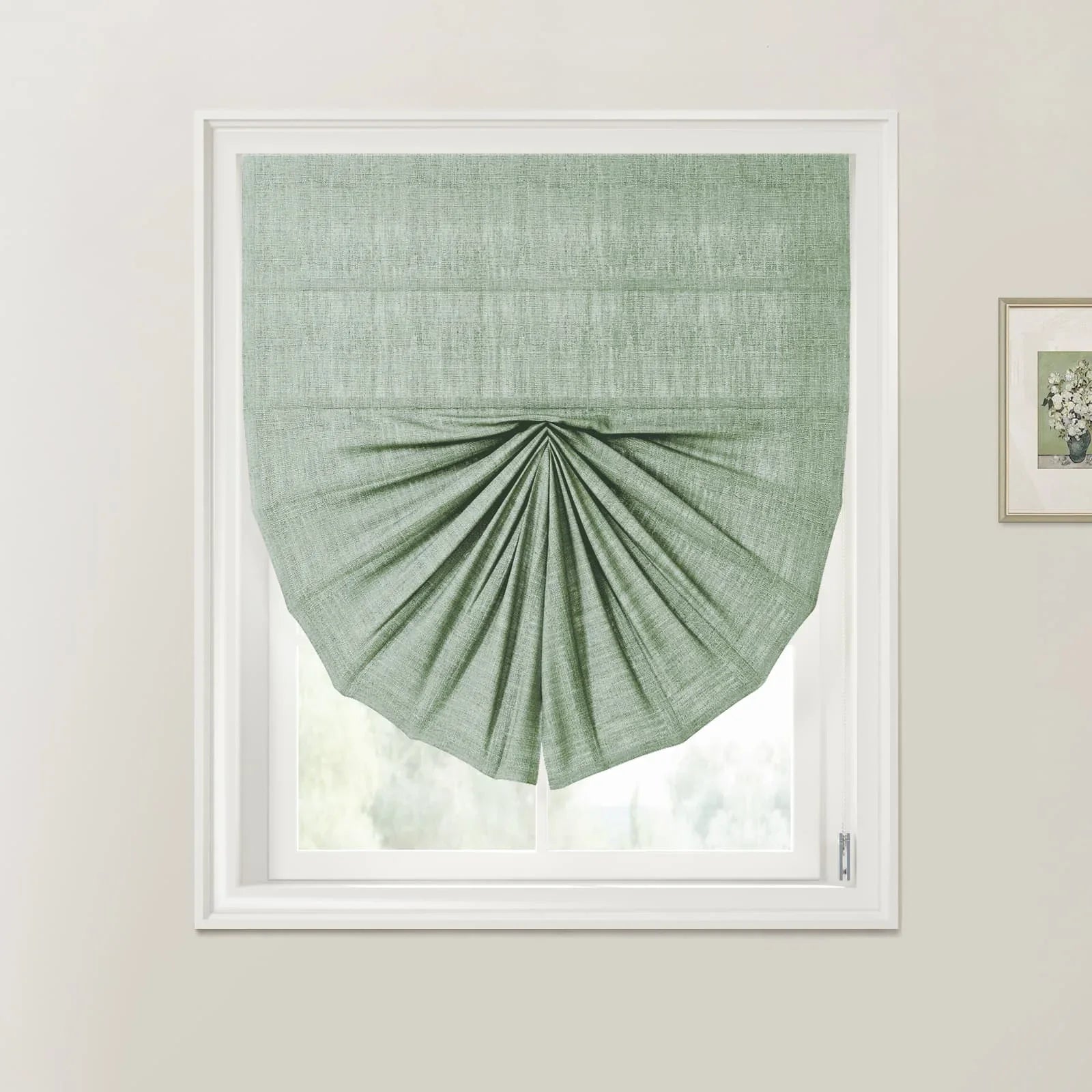 Liz Linen Fan Roman Shades Cord Lift