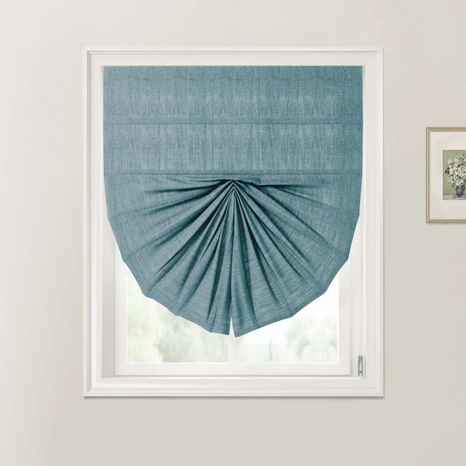 Liz Linen Fan Roman Shades Cord Lift