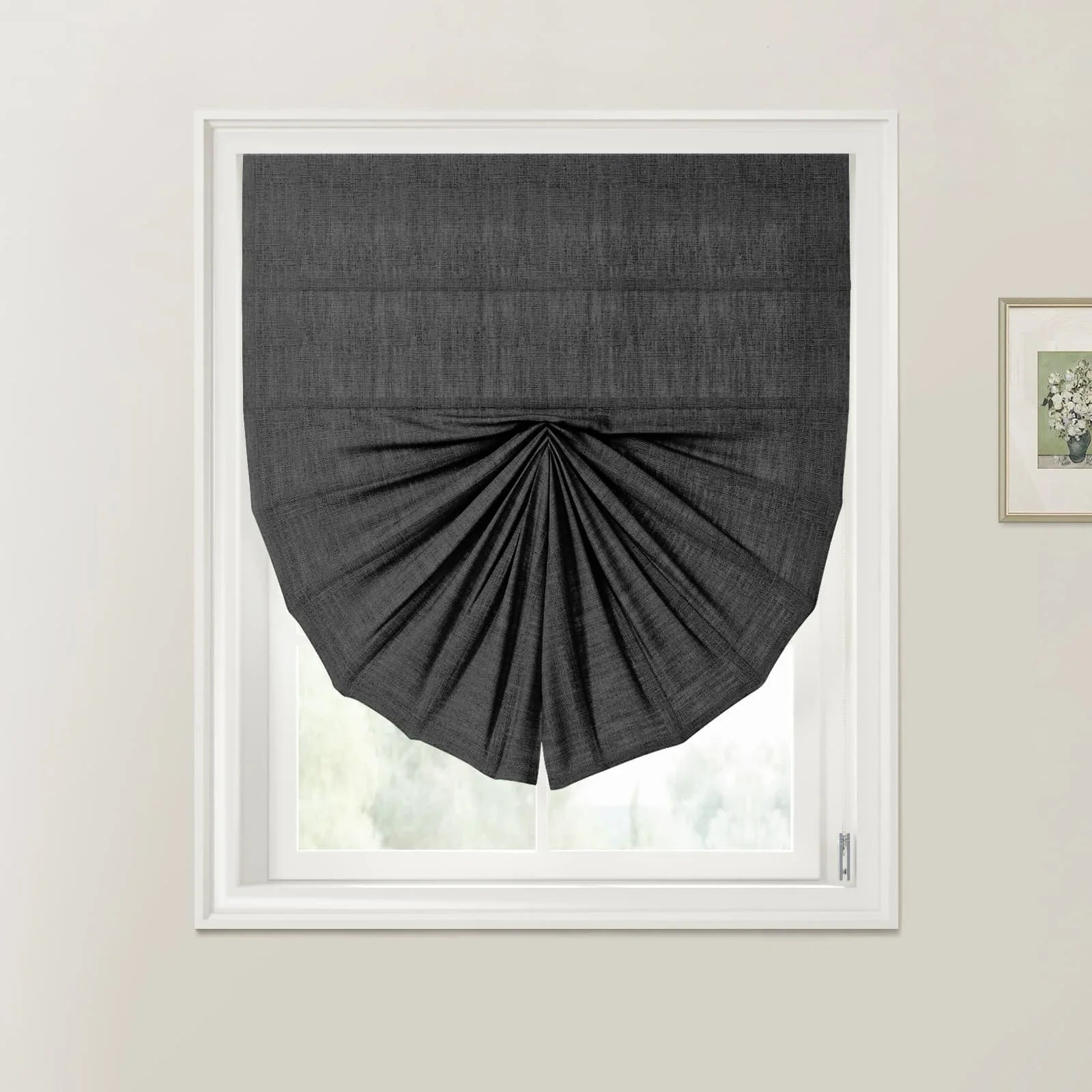 Liz Linen Fan Roman Shades Cord Lift