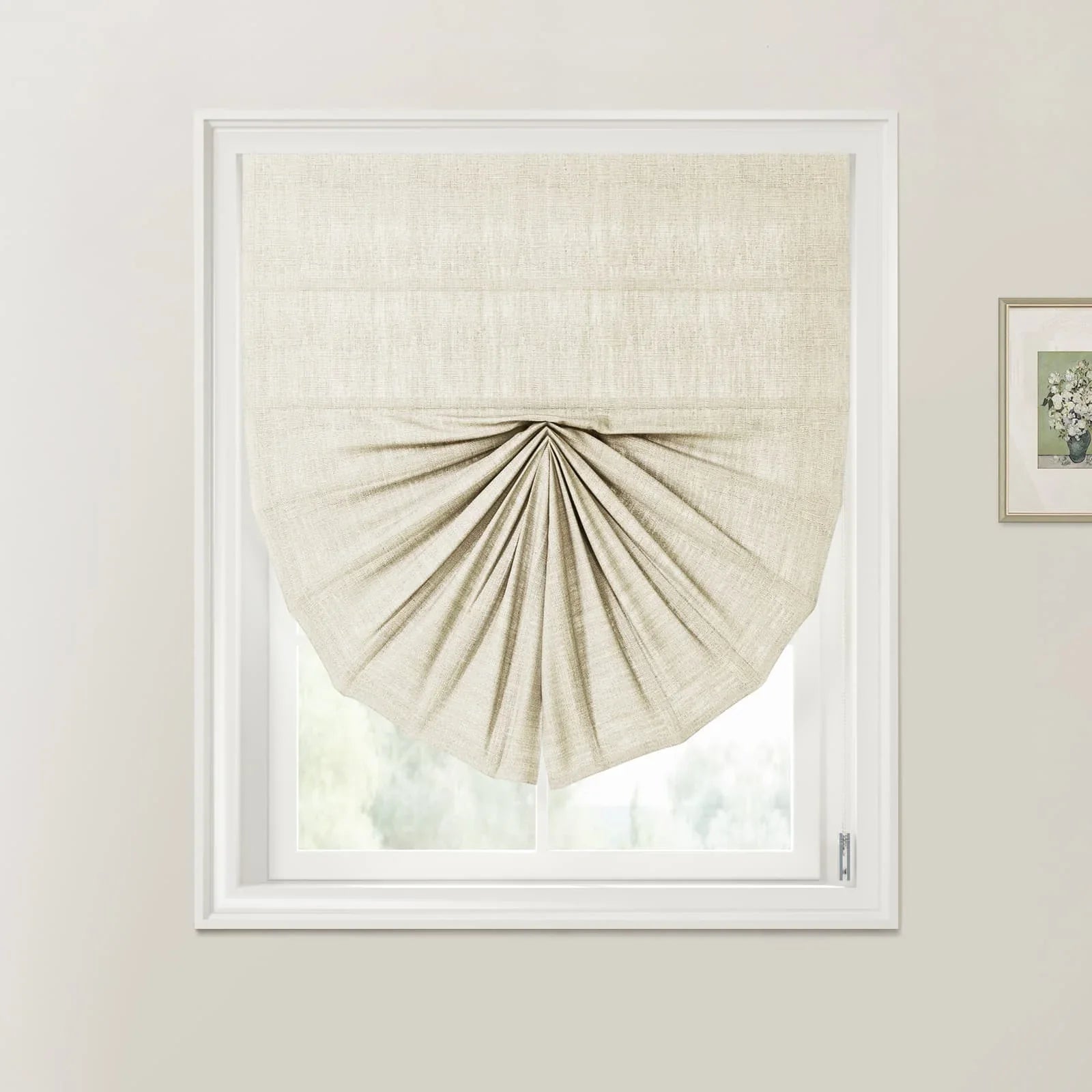 Liz Linen Fan Roman Shades Cord Lift