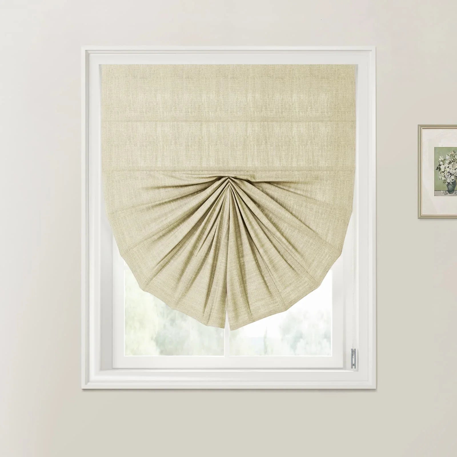 Liz Linen Fan Roman Shades Cord Lift