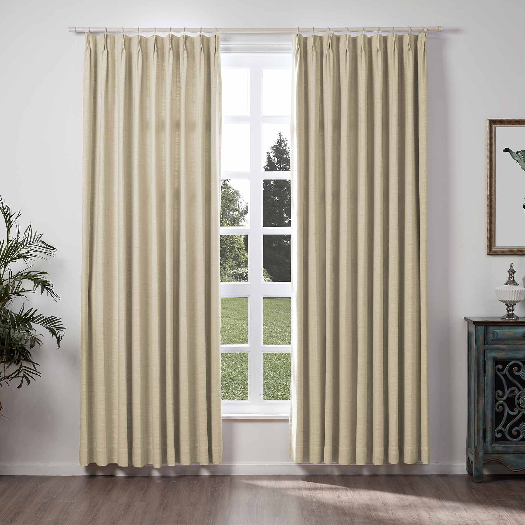 Liz Linen Extra Wide Curtains Pleated