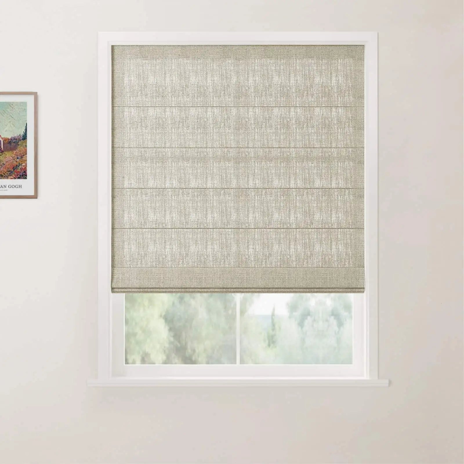 Liz Linen Back Slat Roman Shades Cordless