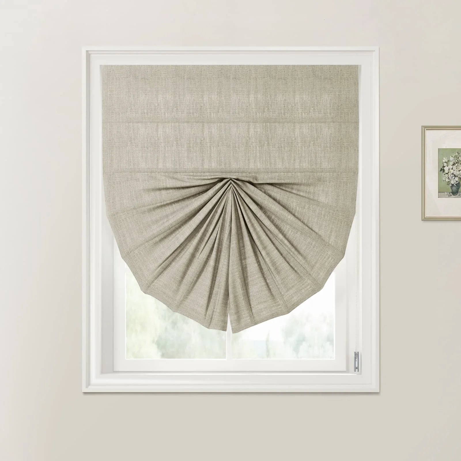 Liz Linen Fan Roman Shades Cord Lift