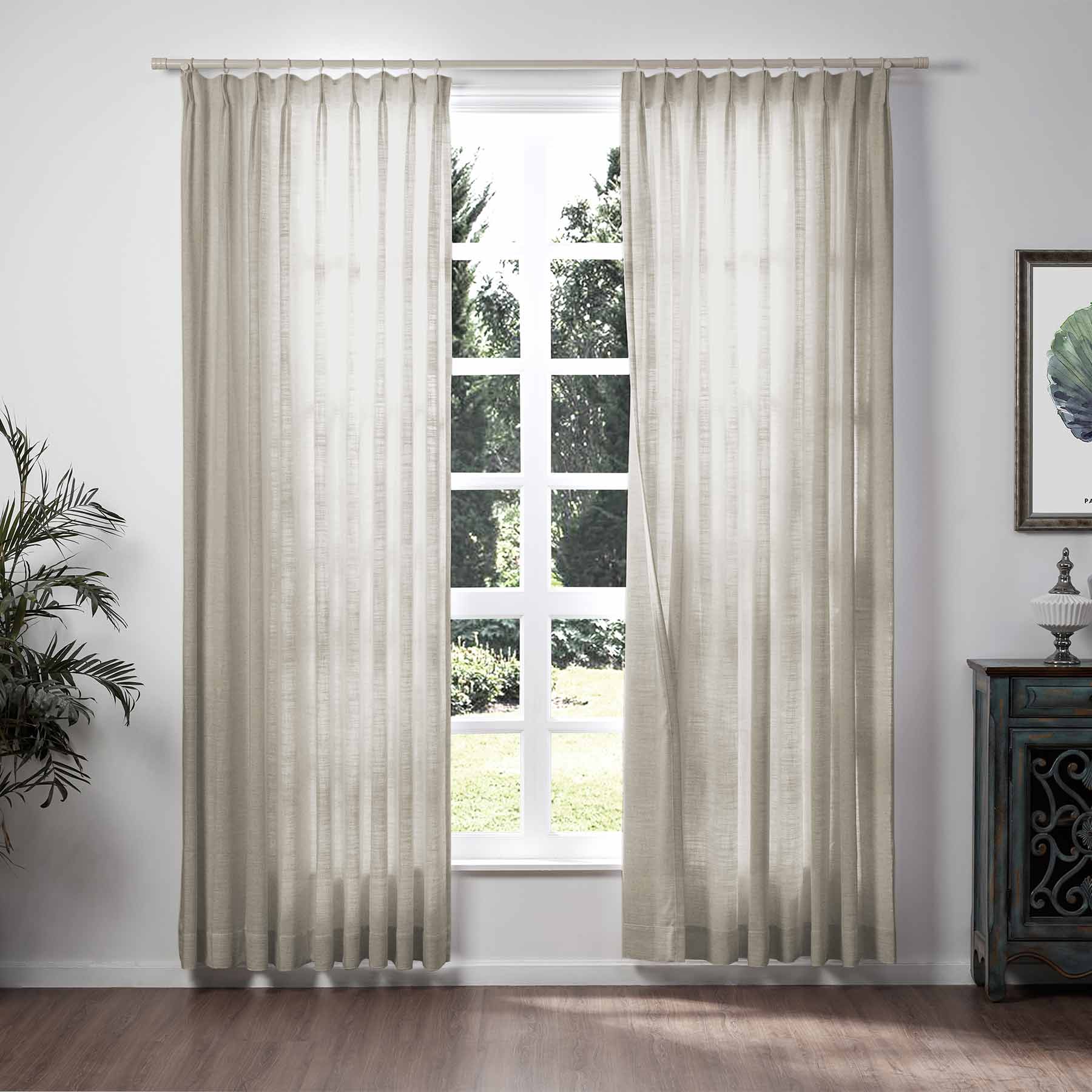 Liz Linen Extra Wide Curtains Pleated