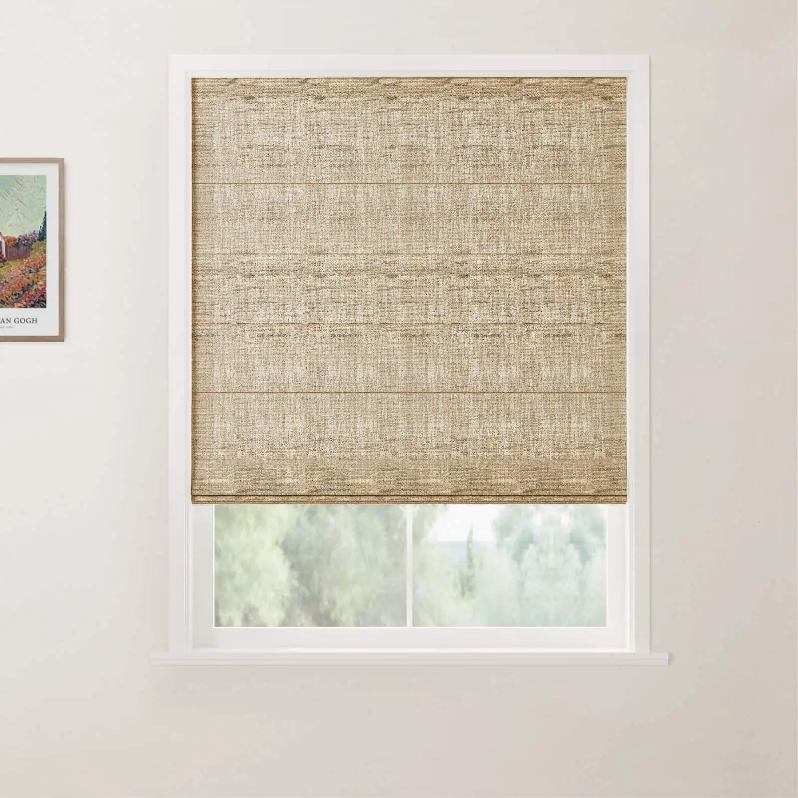 Liz Linen Back Slat Roman Shades Cordless