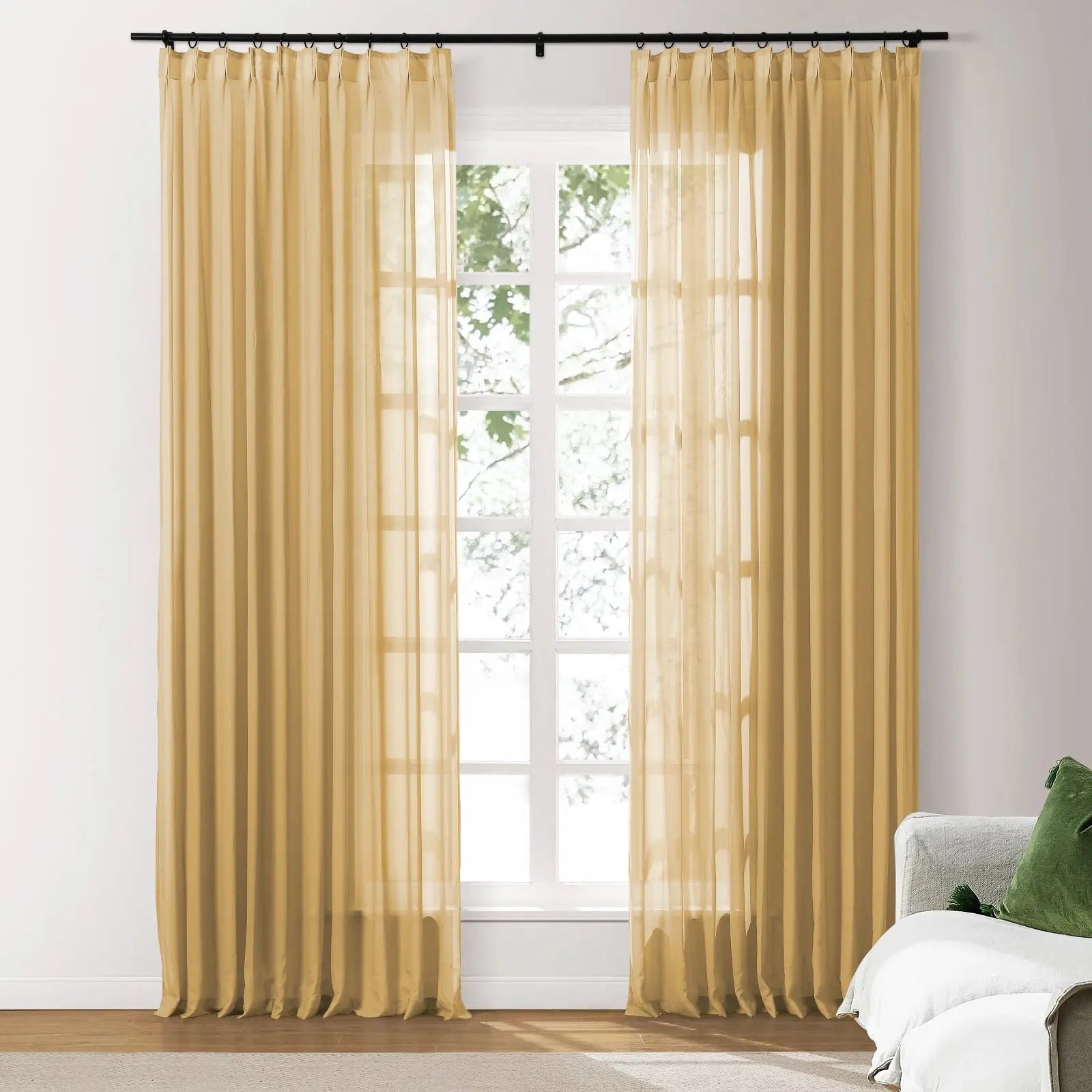 Scandina Solid Voile Sheer Curtain Pleated SLIDINGCURTAIN