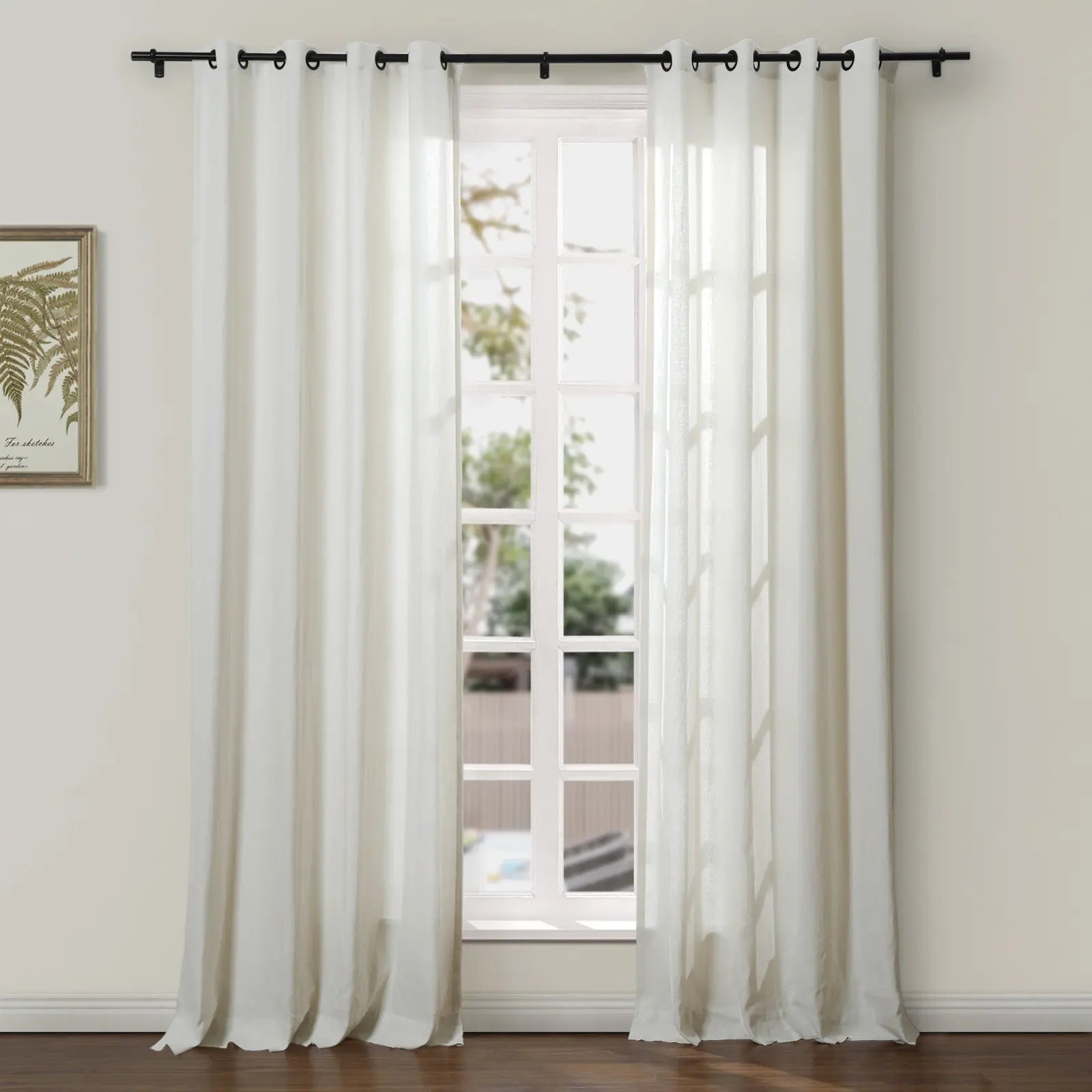 Ron Linen Cotton Herringbone Curtain Grommet SLIDINGCURTAIN