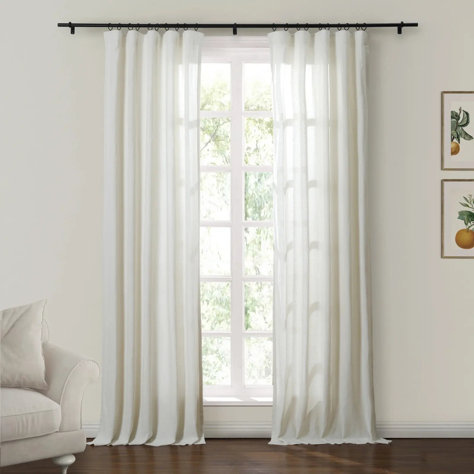 Ron Linen Cotton Herringbone Curtain Soft Top SLIDINGCURTAIN