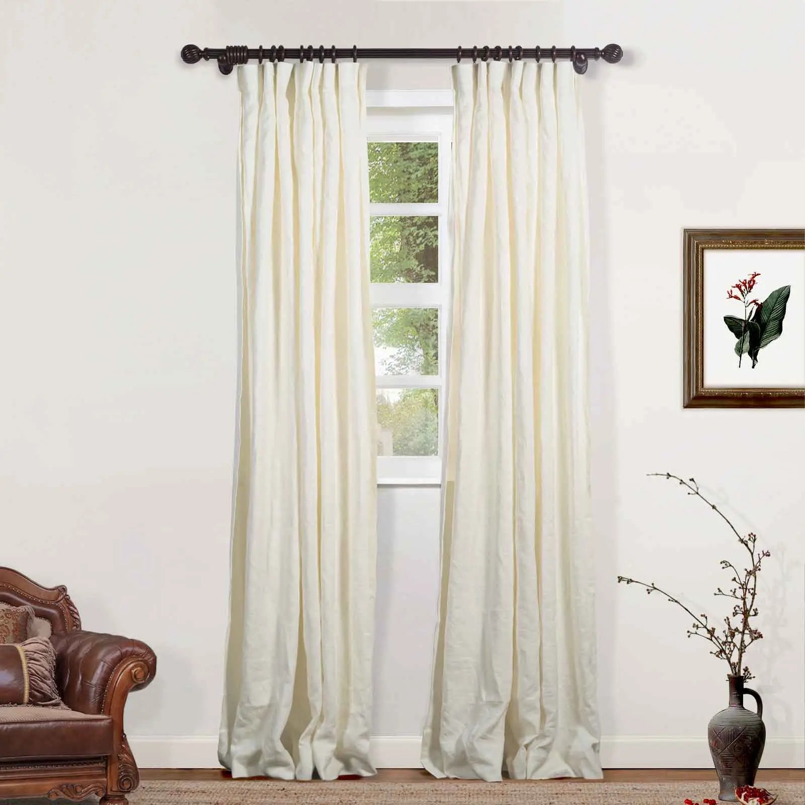 Lacey 100% Linen Drapery Pleated