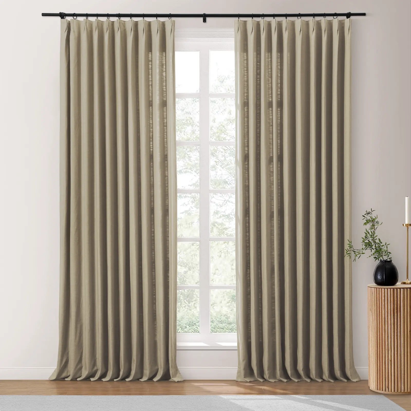 Isabella Heavyweight Polyester Cotton Blend Drapery Pleated SLIDINGCURTAIN