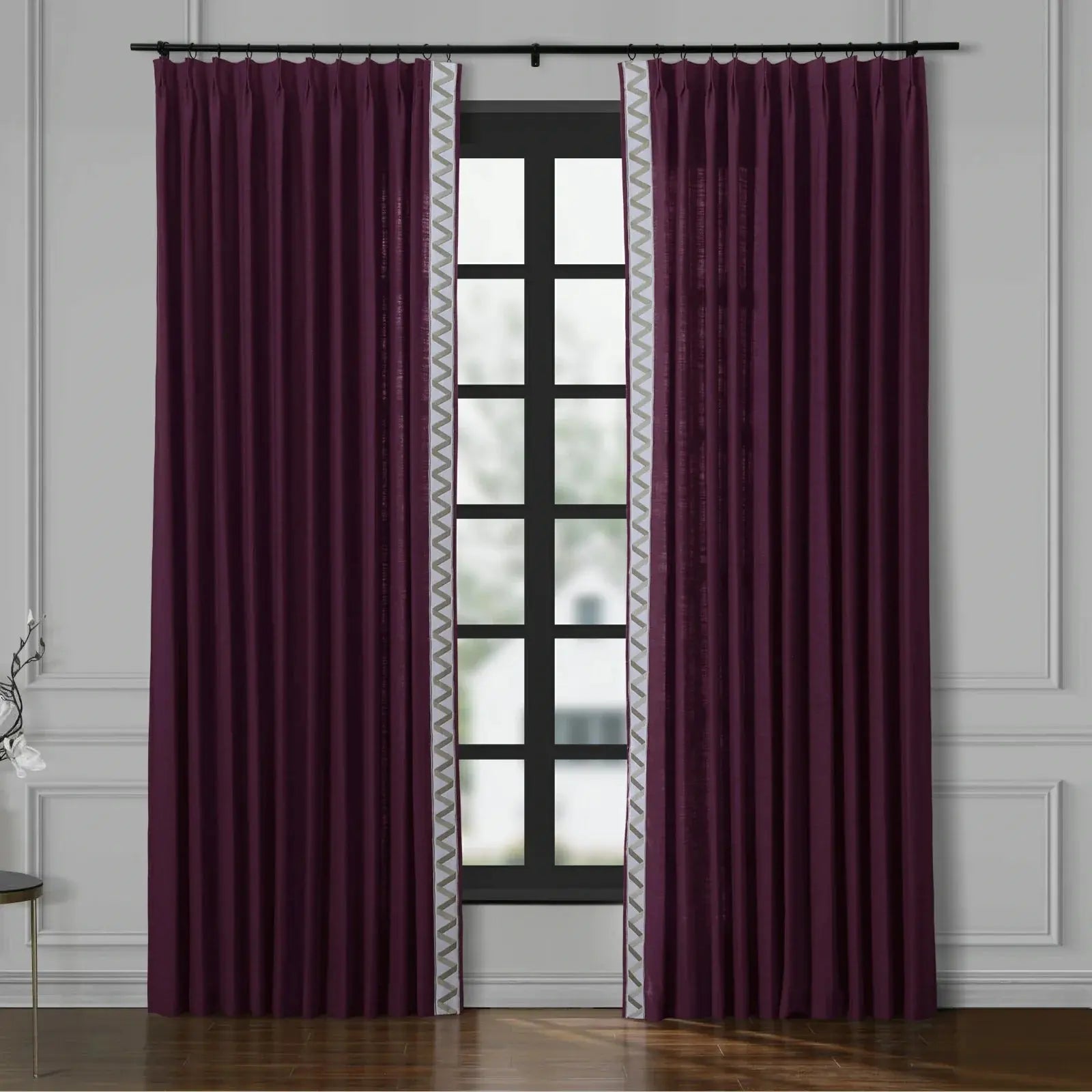 Jawara Luxury Linen Cotton Curtains with Border Trim (Sold per Pair)