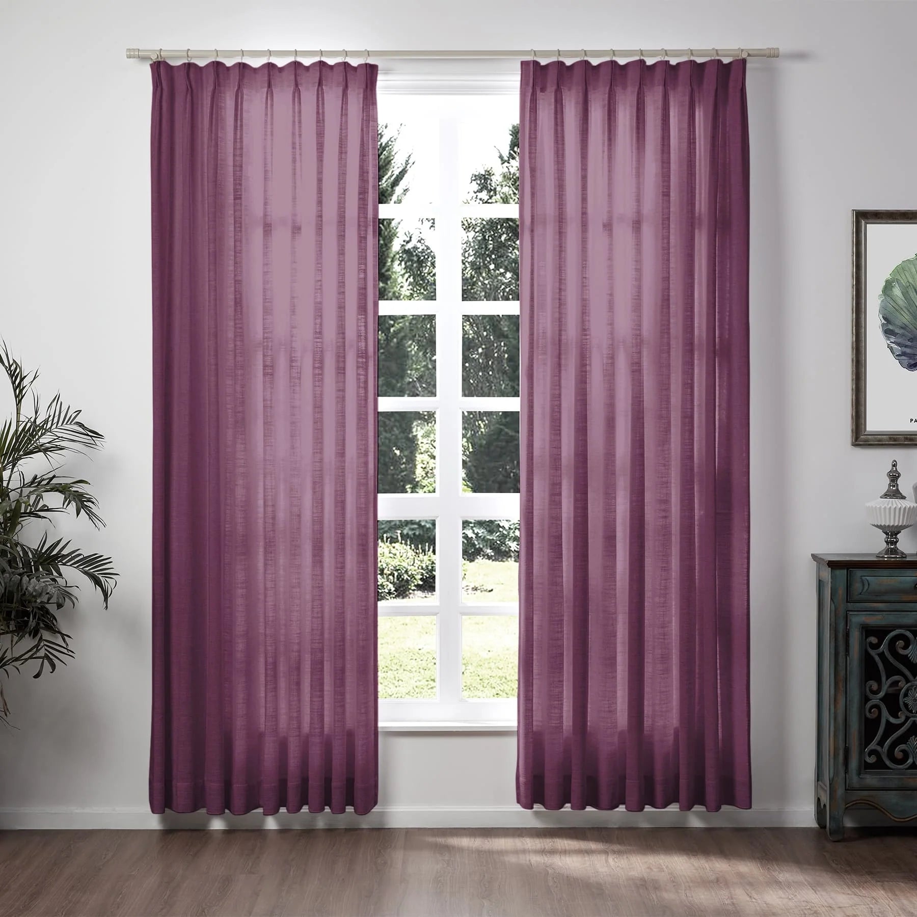 Liz Linen Extra Long Curtains Pleated