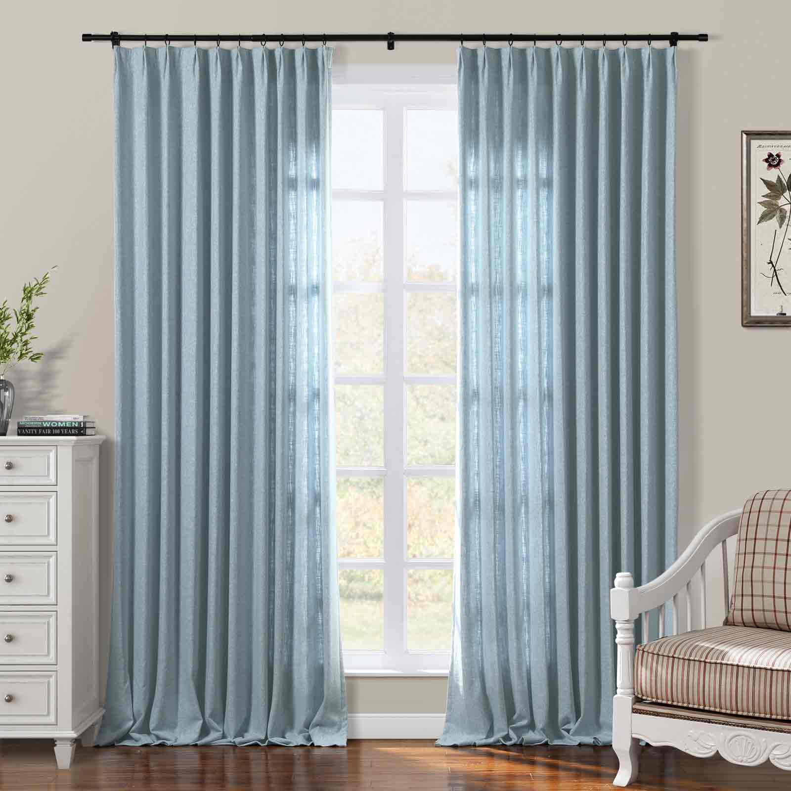 Sarai Textured Metallic Cotton Blend Curtain Pleated SLIDINGCURTAIN