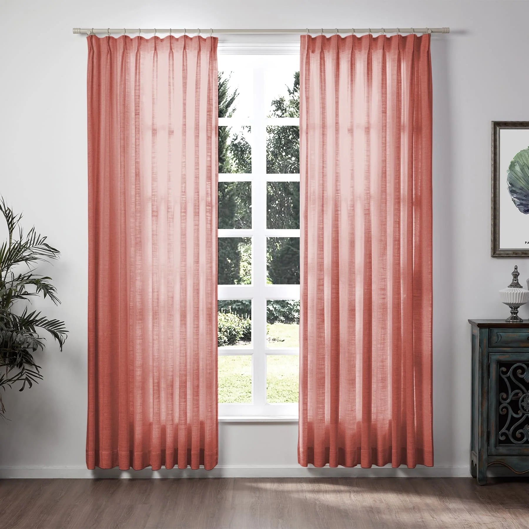 Liz Linen Extra Long Curtains Pleated