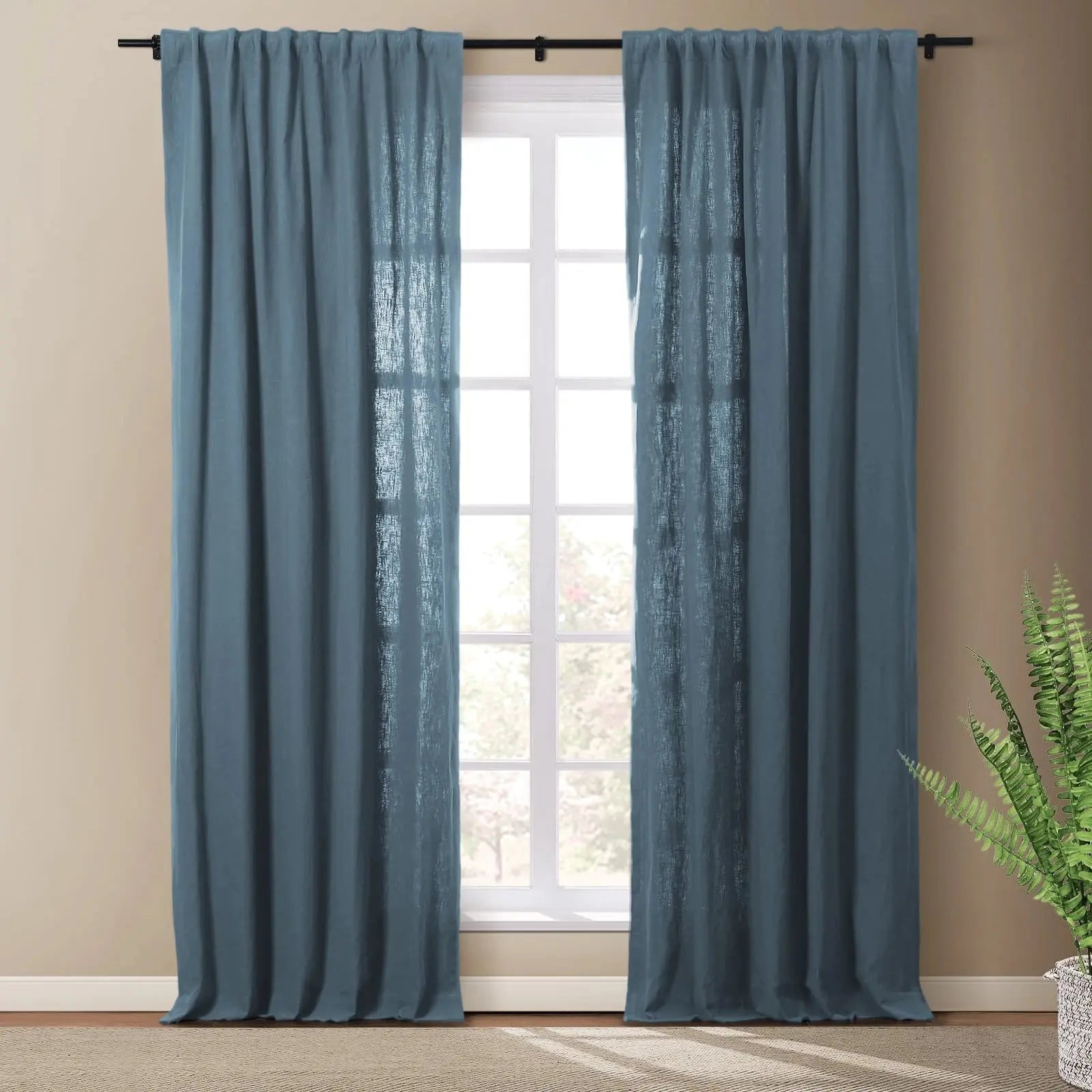 Masha Linen Cotton Textured Drapery Soft Top SLIDINGCURTAIN