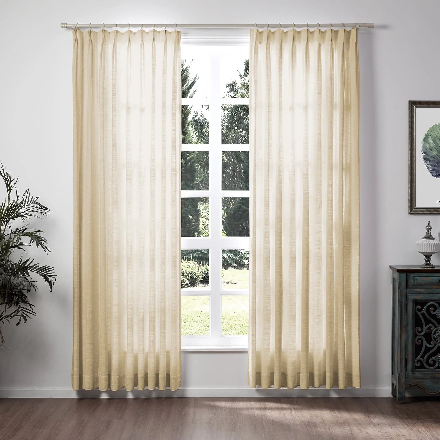 Liz Linen Extra Wide Curtains Pleated