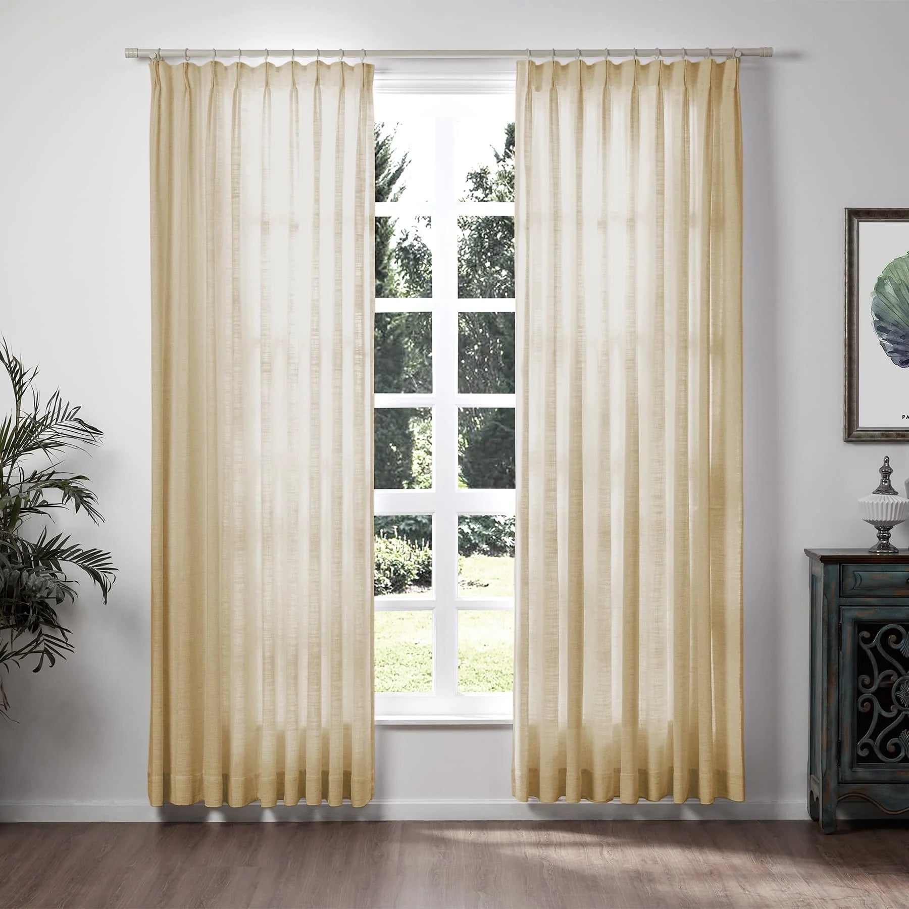 Liz Linen Extra Wide Curtains Pleated