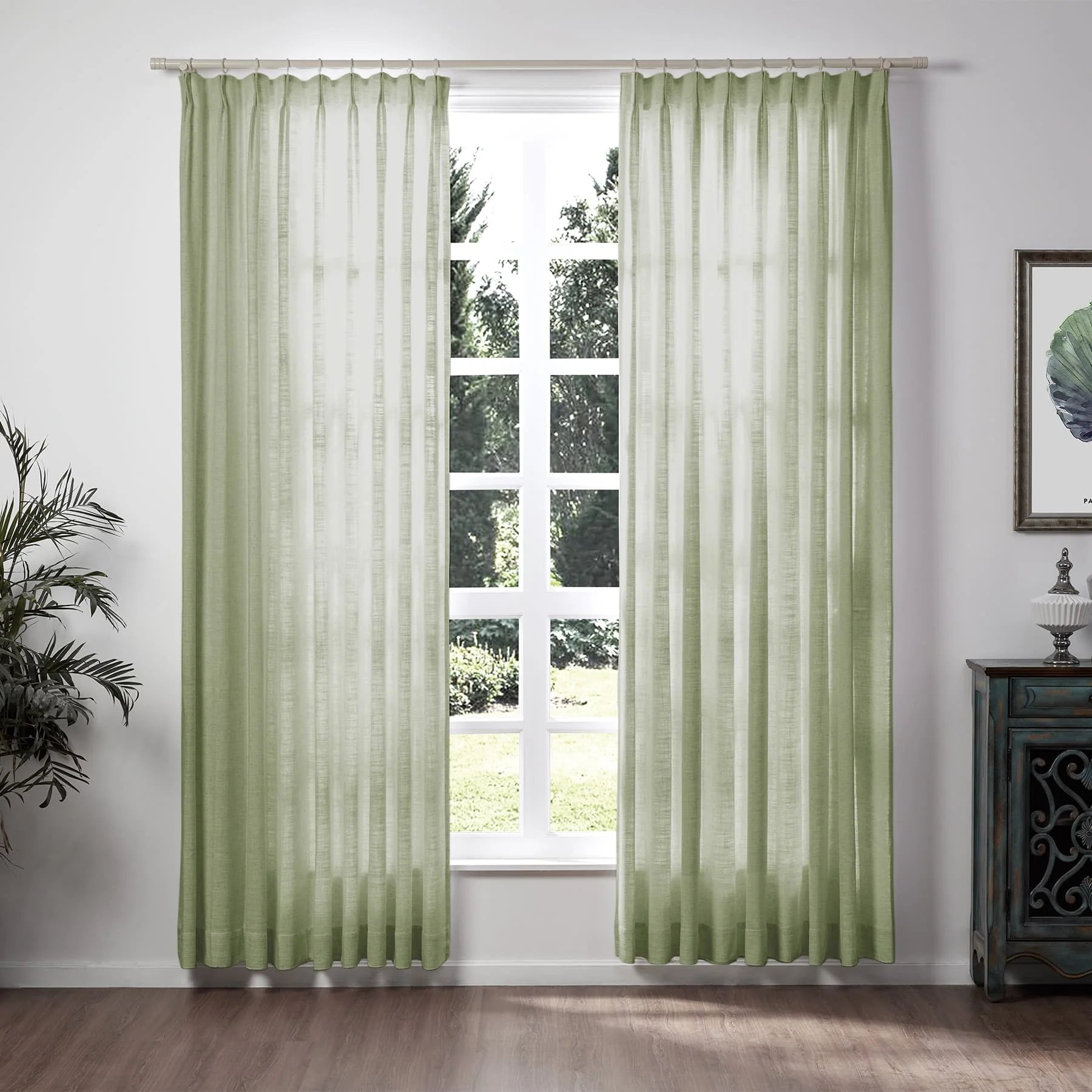 Liz Linen Extra Wide Curtains Pleated