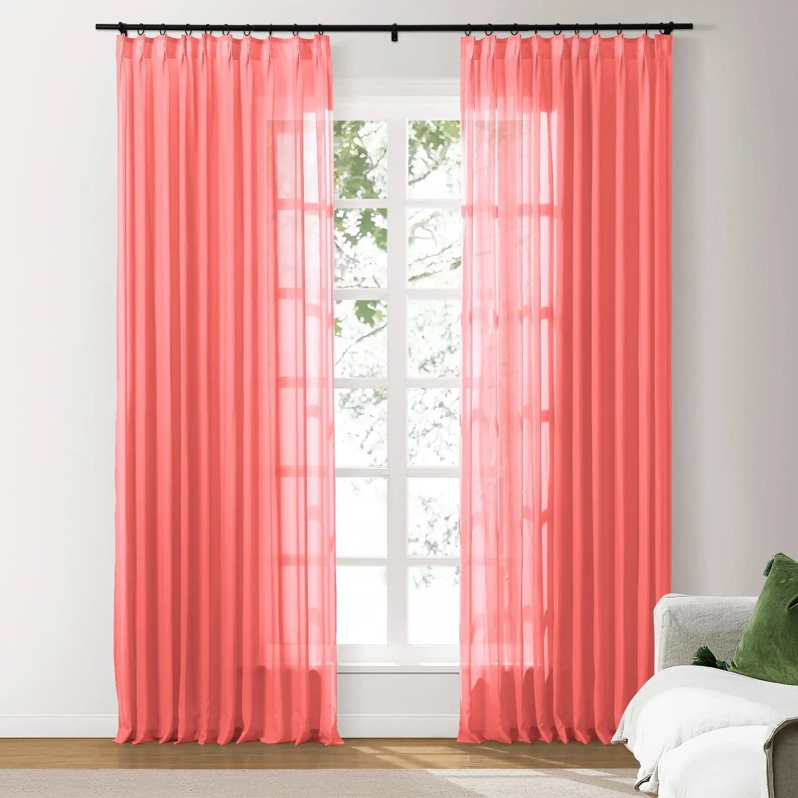 Scandina Solid Voile Sheer Curtain Pleated SLIDINGCURTAIN