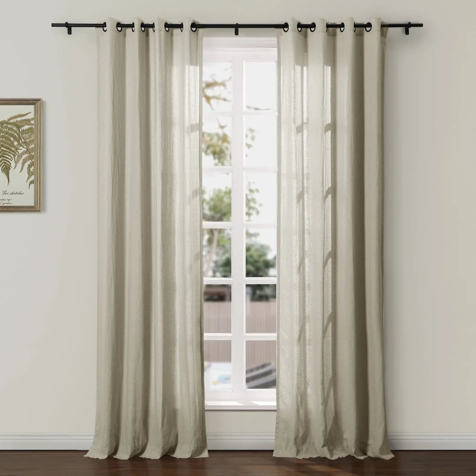 Ron Linen Cotton Herringbone Curtain Grommet SLIDINGCURTAIN