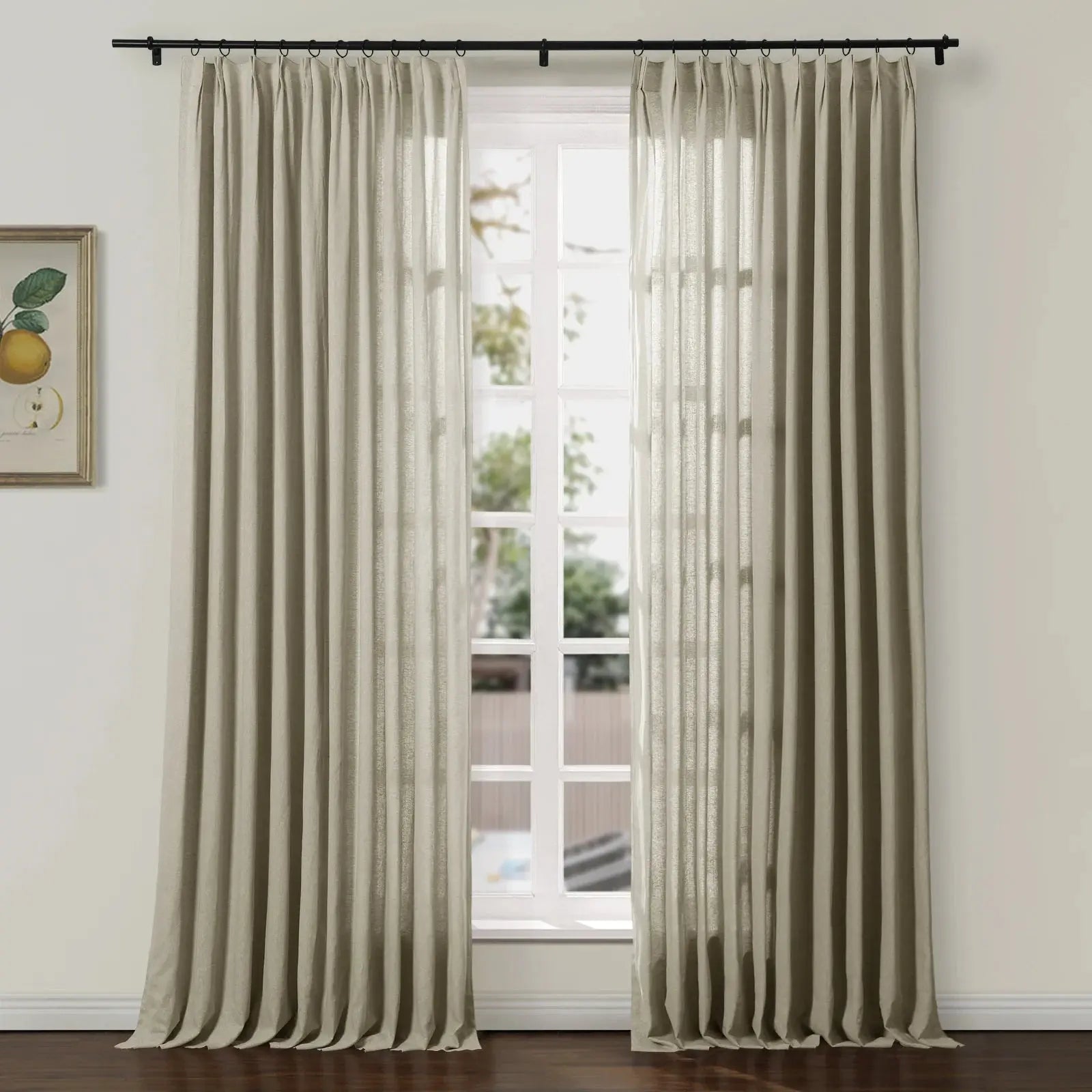 Ron Linen Cotton Herringbone Curtain Pleated SLIDINGCURTAIN