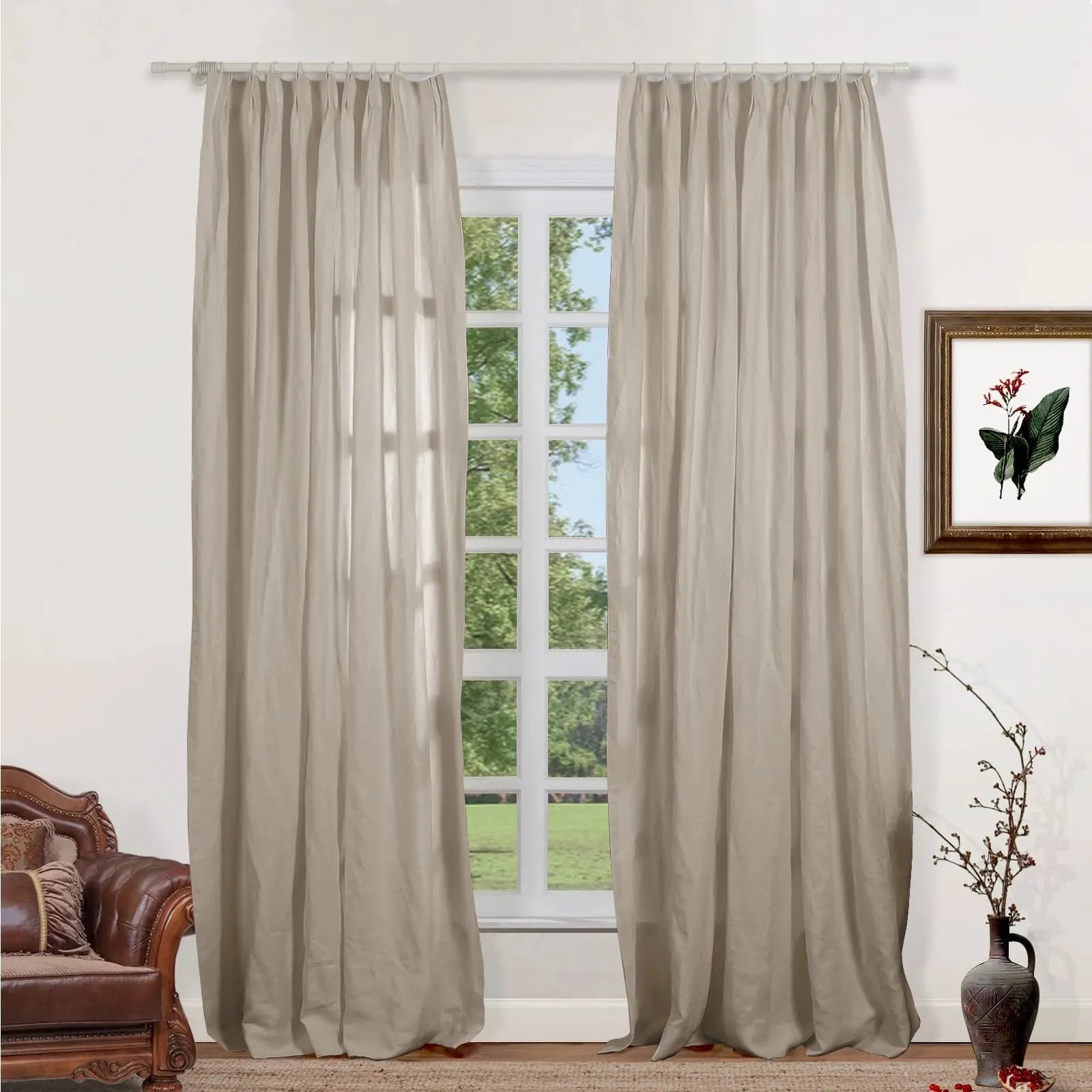 Lacey 100% Linen Drapery Pleated SLIDINGCURTAIN