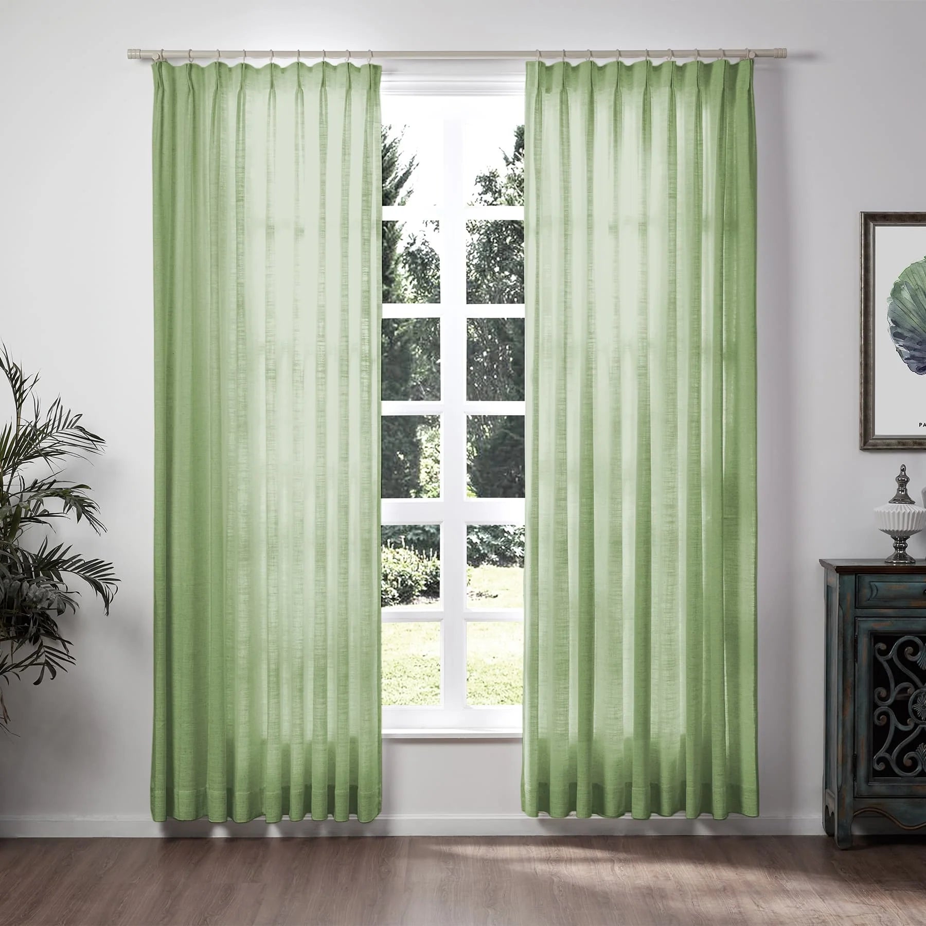 Liz Linen Extra Wide Curtains Pleated