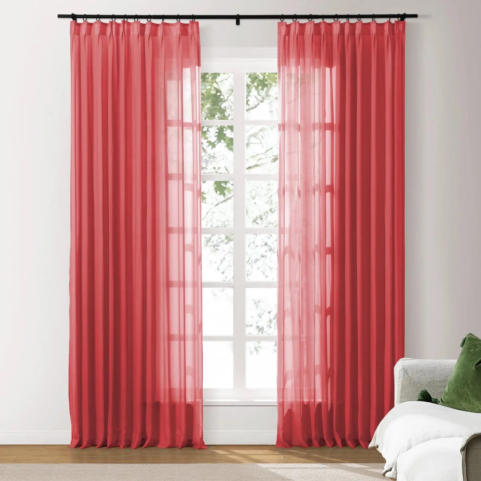 Scandina Solid Voile Sheer Curtain Pleated SLIDINGCURTAIN