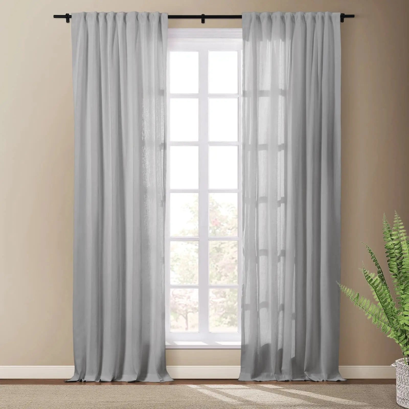 Masha Linen Cotton Textured Drapery Soft Top SLIDINGCURTAIN