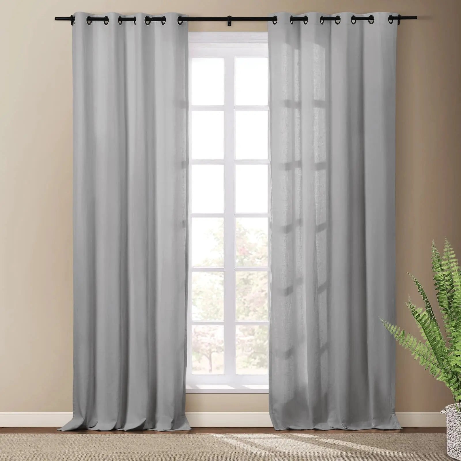 Masha Linen Cotton Textured Drapery Grommet SLIDINGCURTAIN