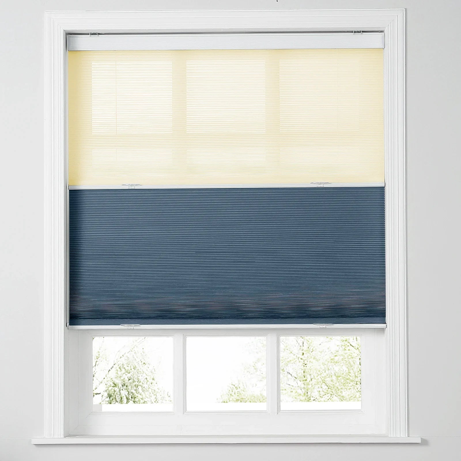 Rey Day-Night Cellular Blackout TriShade Cordless-Yellow Sheer SLIDINGCURTAIN
