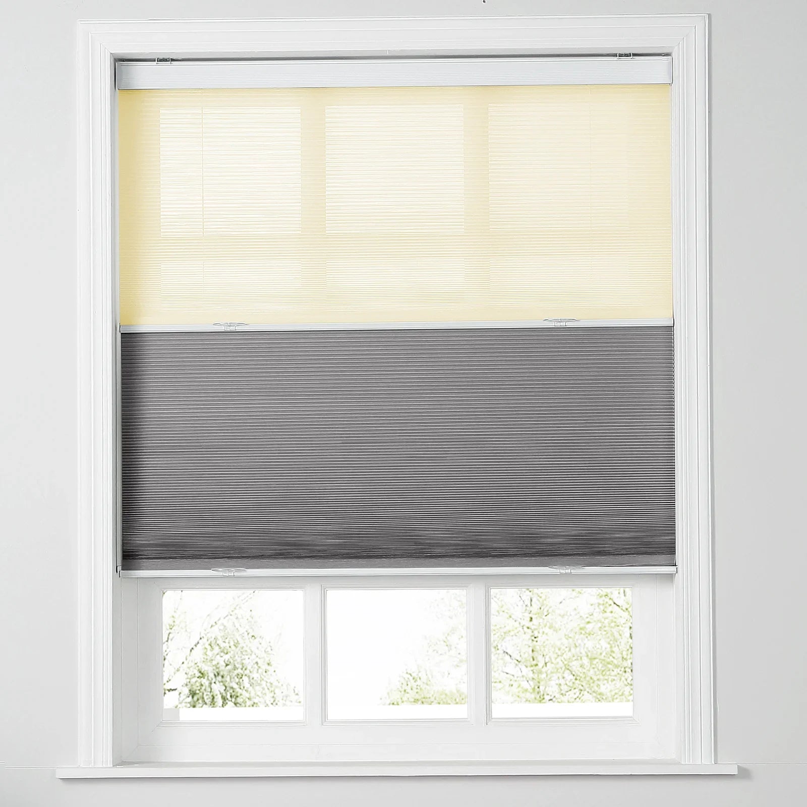 Rey Day-Night Cellular Blackout TriShade Cordless-Yellow Sheer SLIDINGCURTAIN
