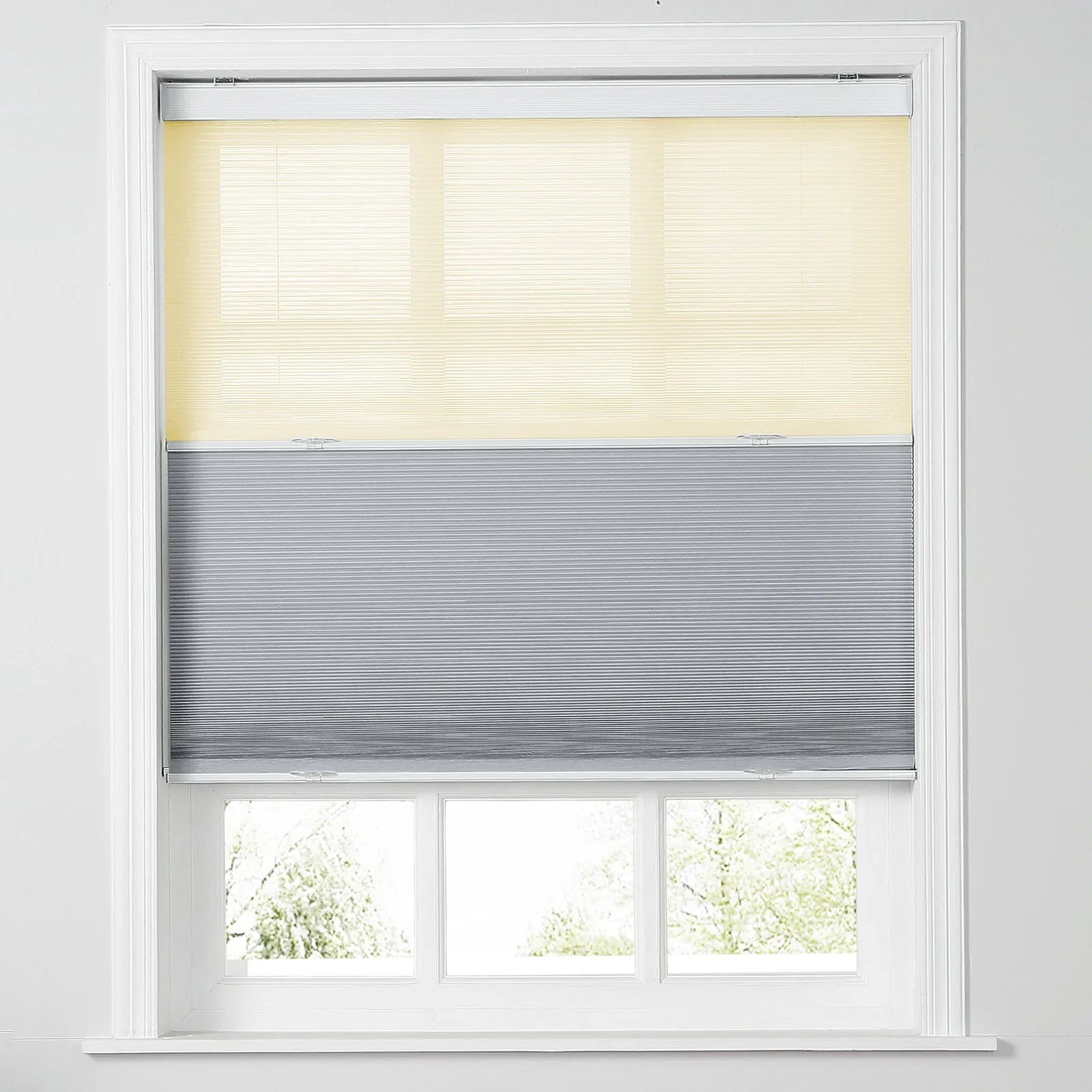 Rey Day-Night Cellular Blackout TriShade Cordless-Yellow Sheer SLIDINGCURTAIN