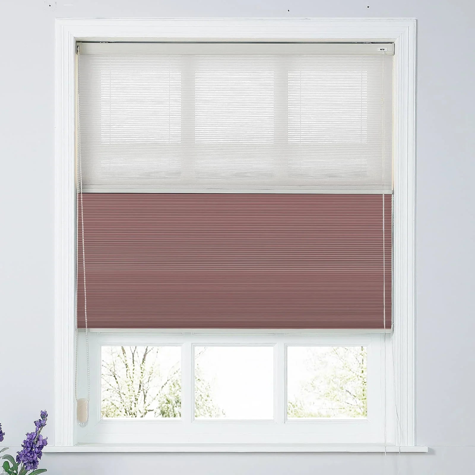 Rhodes Day-Night Cellular Blackout TriShade Cord Lift-White Sheer SLIDINGCURTAIN