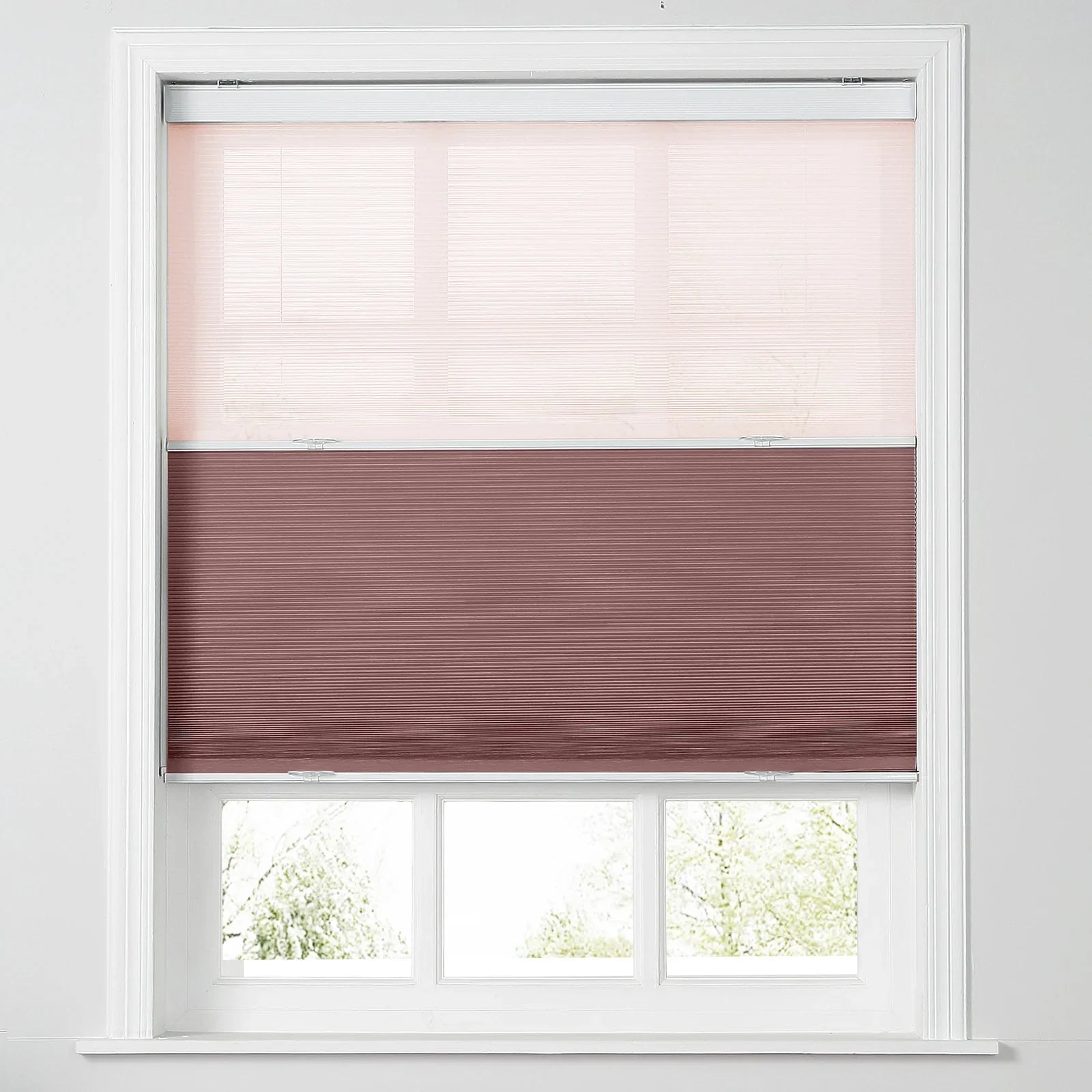 Raven Day-Night Cellular Blackout TriShade Cordless-Pink Sheer SLIDINGCURTAIN