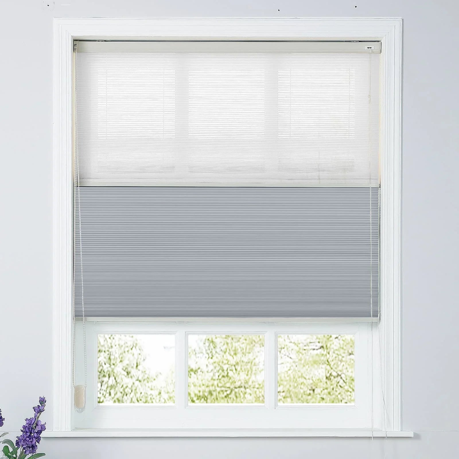 Rhodes Day-Night Cellular Blackout TriShade Cord Lift-White Sheer SLIDINGCURTAIN