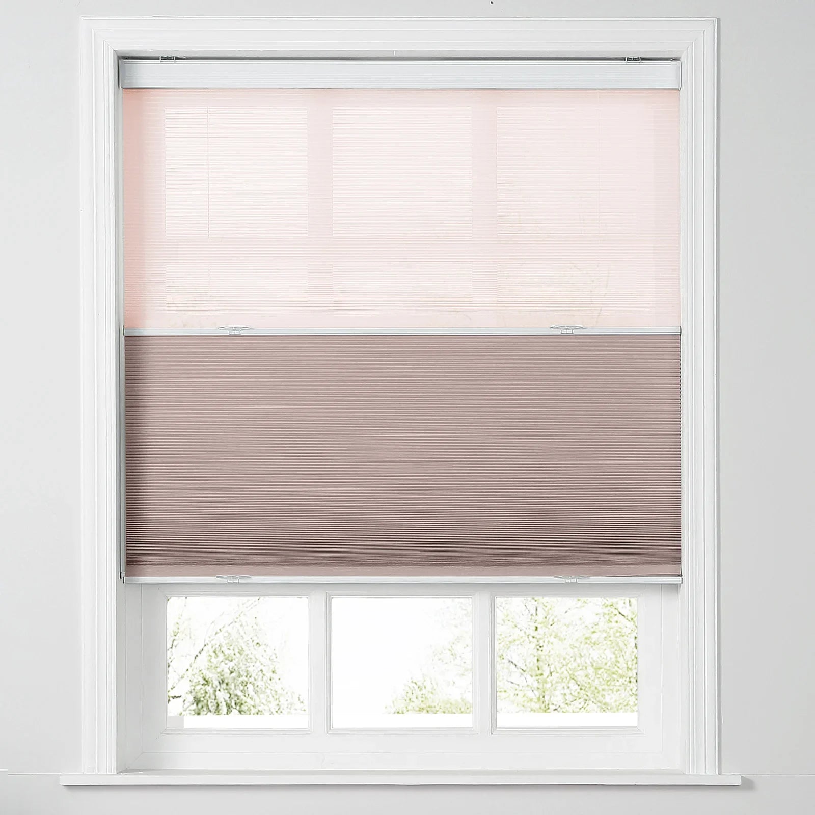 Raven Day-Night Cellular Blackout TriShade Cordless-Pink Sheer SLIDINGCURTAIN