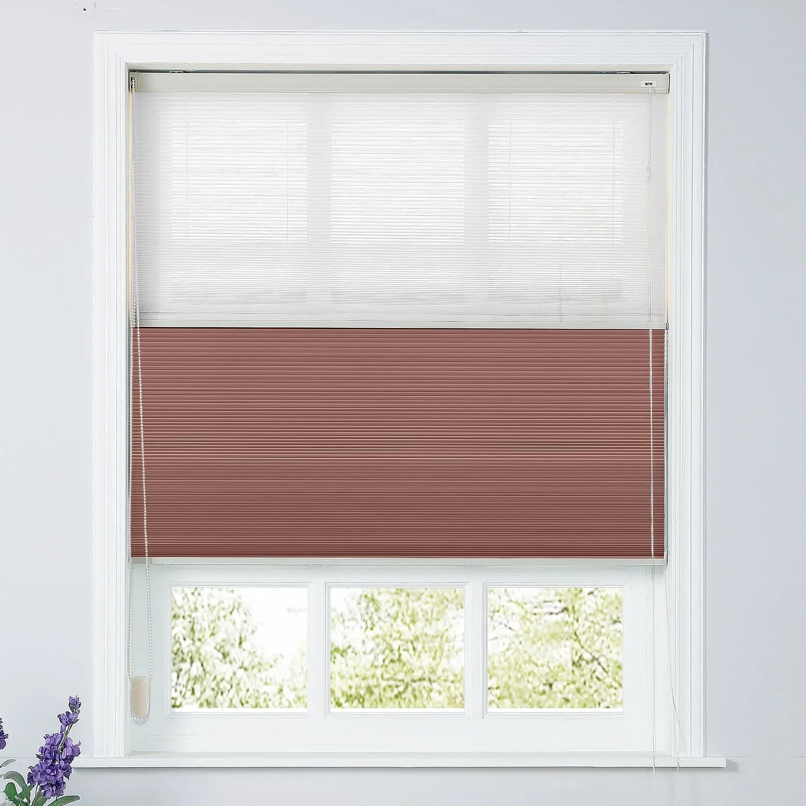 Rhodes Day-Night Cellular Blackout TriShade Cord Lift-White Sheer SLIDINGCURTAIN
