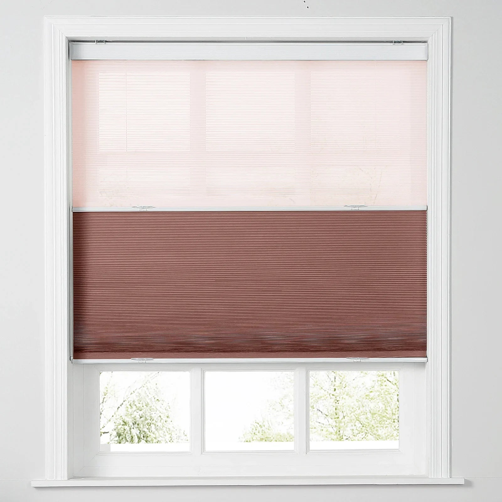 Raven Day-Night Cellular Blackout TriShade Cordless-Pink Sheer SLIDINGCURTAIN